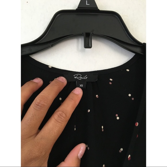 Rails Blouse Polka Dot Ruffle Black Extra Small - Picture 9 of 13